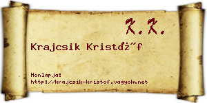 Krajcsik Kristóf névjegykártya