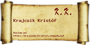 Krajcsik Kristóf névjegykártya
